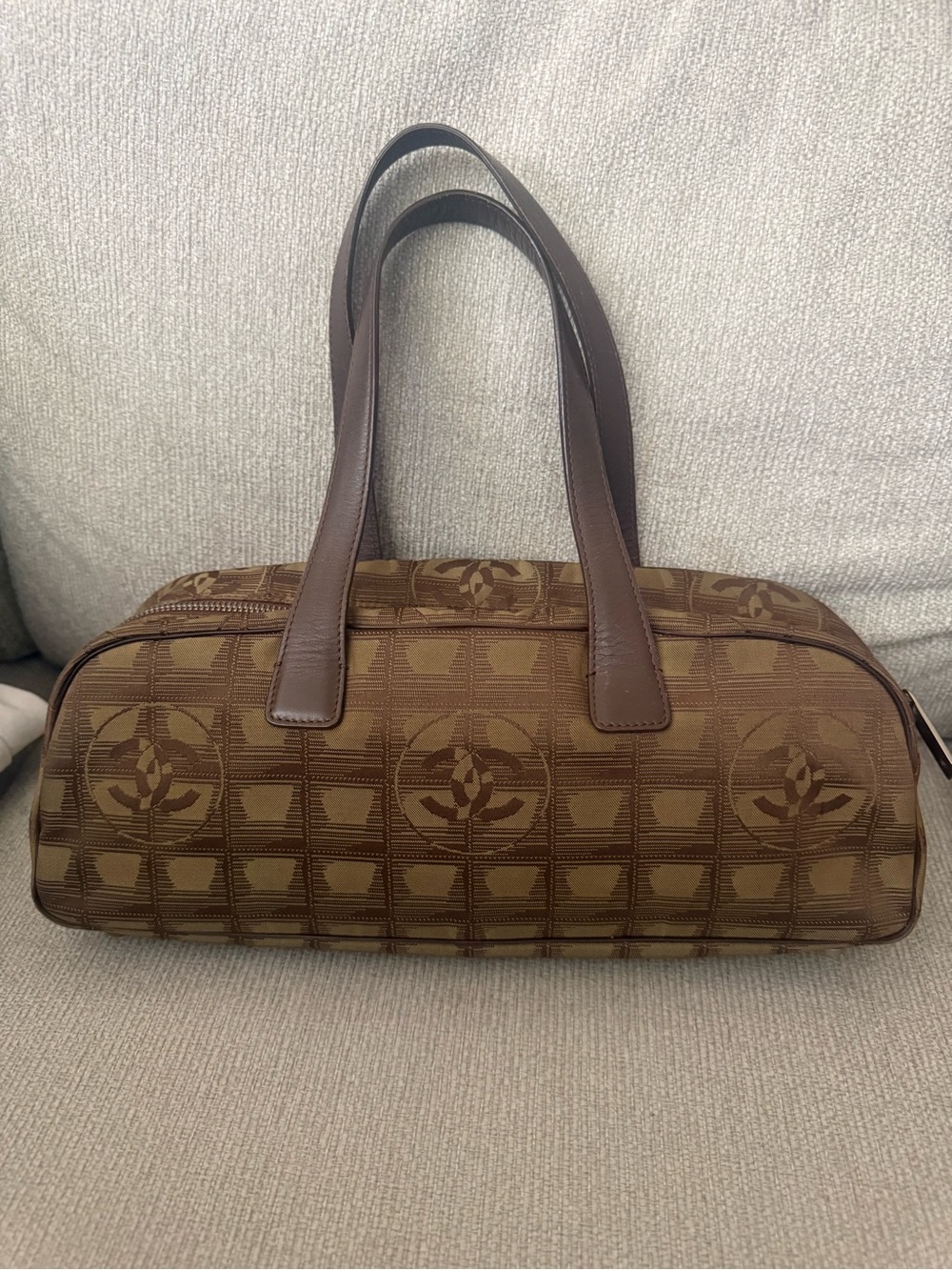 Authentic Chanel travel line bowling bag in Brown 🤎